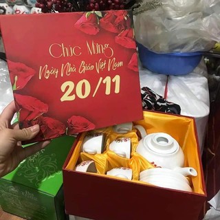 [QUÀ TẶNG 20/11] Bộ Ấm Chén Sứ 20/11 Nhớ Ơn Thầy Cô