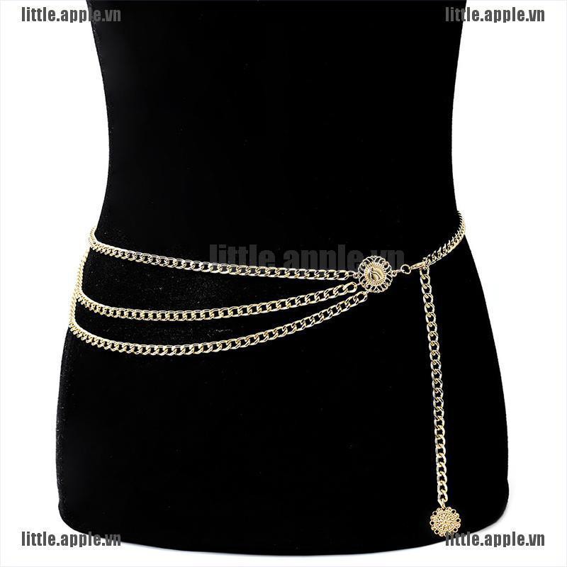 [Little] Women Metal Chain Retro Belt High Waist Hip Coin Charms Waistband Body Chain [VN]