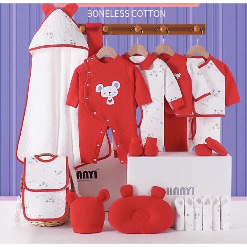 SET BỘ SƠ SINH 22 CHI TIẾT  KÈM HỘP ĐỰNG VÀ TÚI XÁCH CHO BÉ TRAI BÉ GÁI
