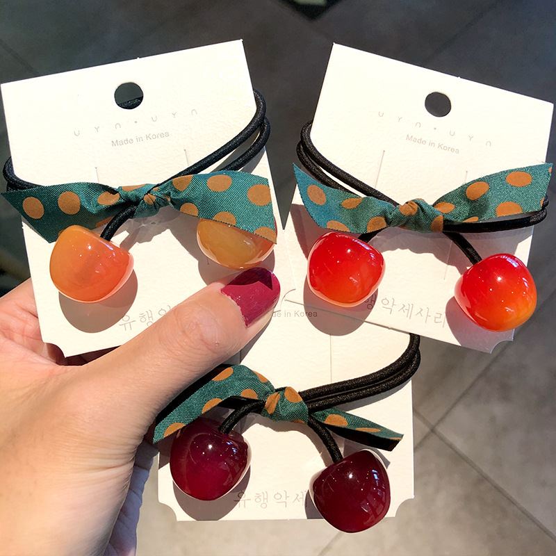 Autum98 Dây buộc tóc tóc hình quả cherry đáng yêu xinh xắn dành cho nữ (B3-4-4)