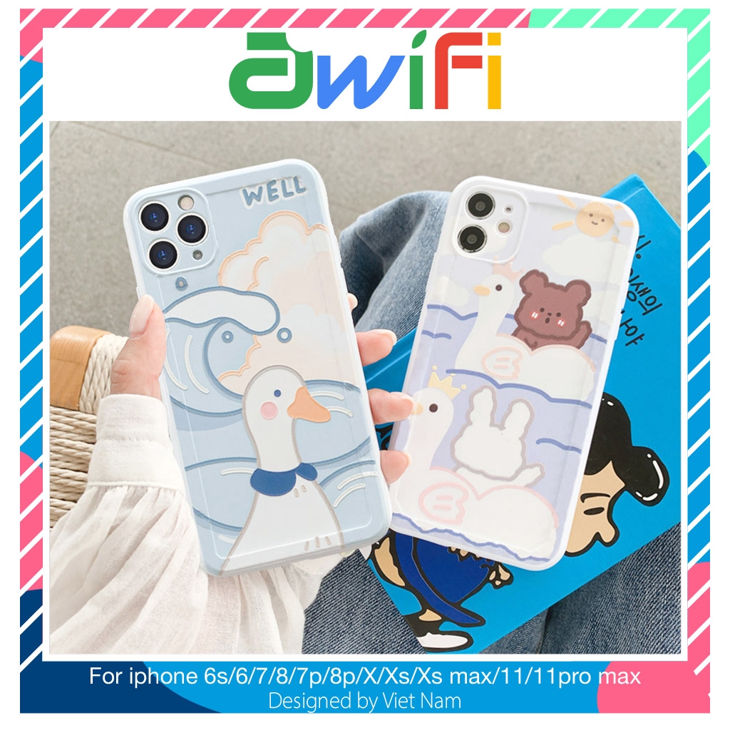 Ốp lưng iphone imd gấu thỏ vịt 5/5s/6/6plus/6s/6splus/7/7plus/8/8plus/x/xr/xs/11/12/pro/max/plus/promax - Awifi U2-10