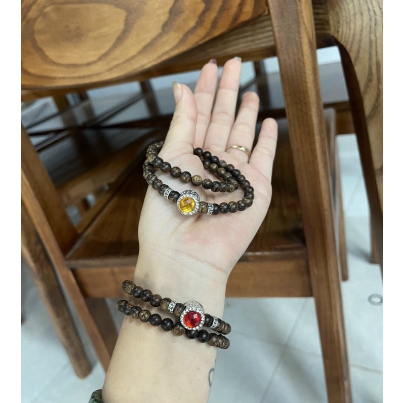 Vòng Tay Trầm Hương Mix Charm Đá Phong Thủy - Vòng Tốc Vườn Thơm Dịu Nhẹ VTTH84