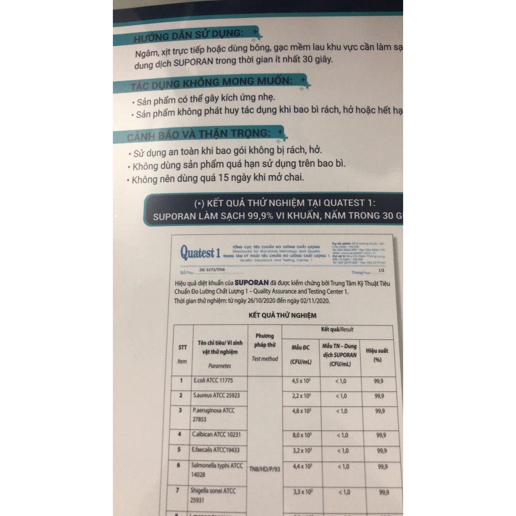 Dung Dịch Rửa Vết Thương SUPORAN - Làm Sạch 99,9% Vi Khuẩn Nấm Trong 30 Giây