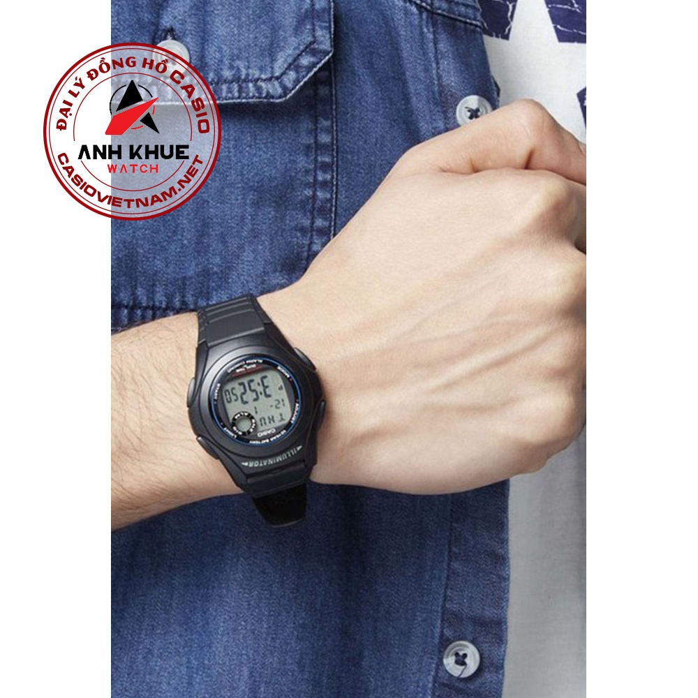 Đồng hồ Casio Nam - Nữ F-200W-1ASDF dây nhựa, chống nước, có đèn led, pin 10 năm