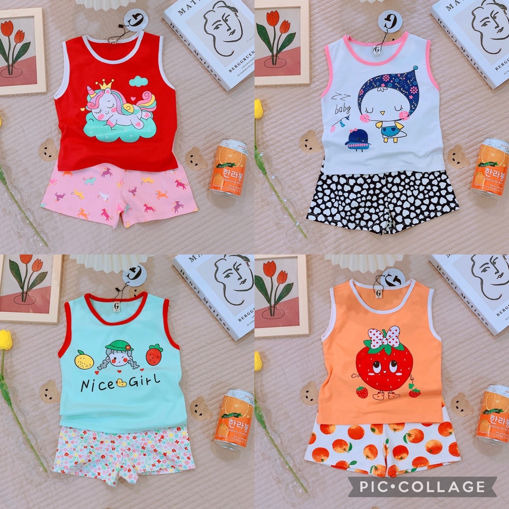 Lyvyshop - (Cotton đẹp) Bộ quần áo sát nách cho bé từ 08-26kg