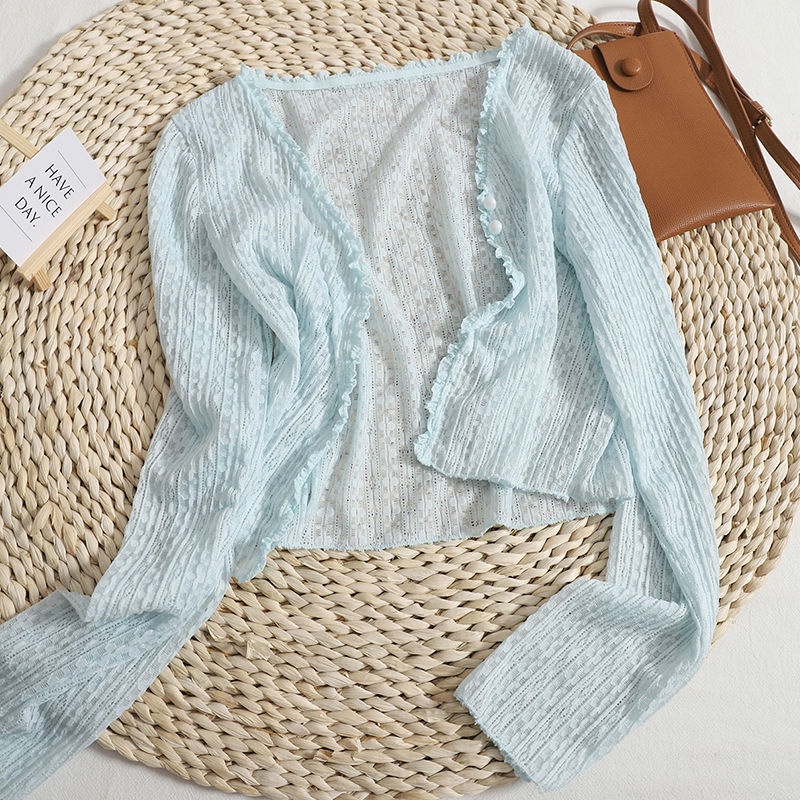 Áo Khoác Cardigan Mỏng Dáng Ngắn 2022 Thời Trang Mùa Hè Cho Nữ