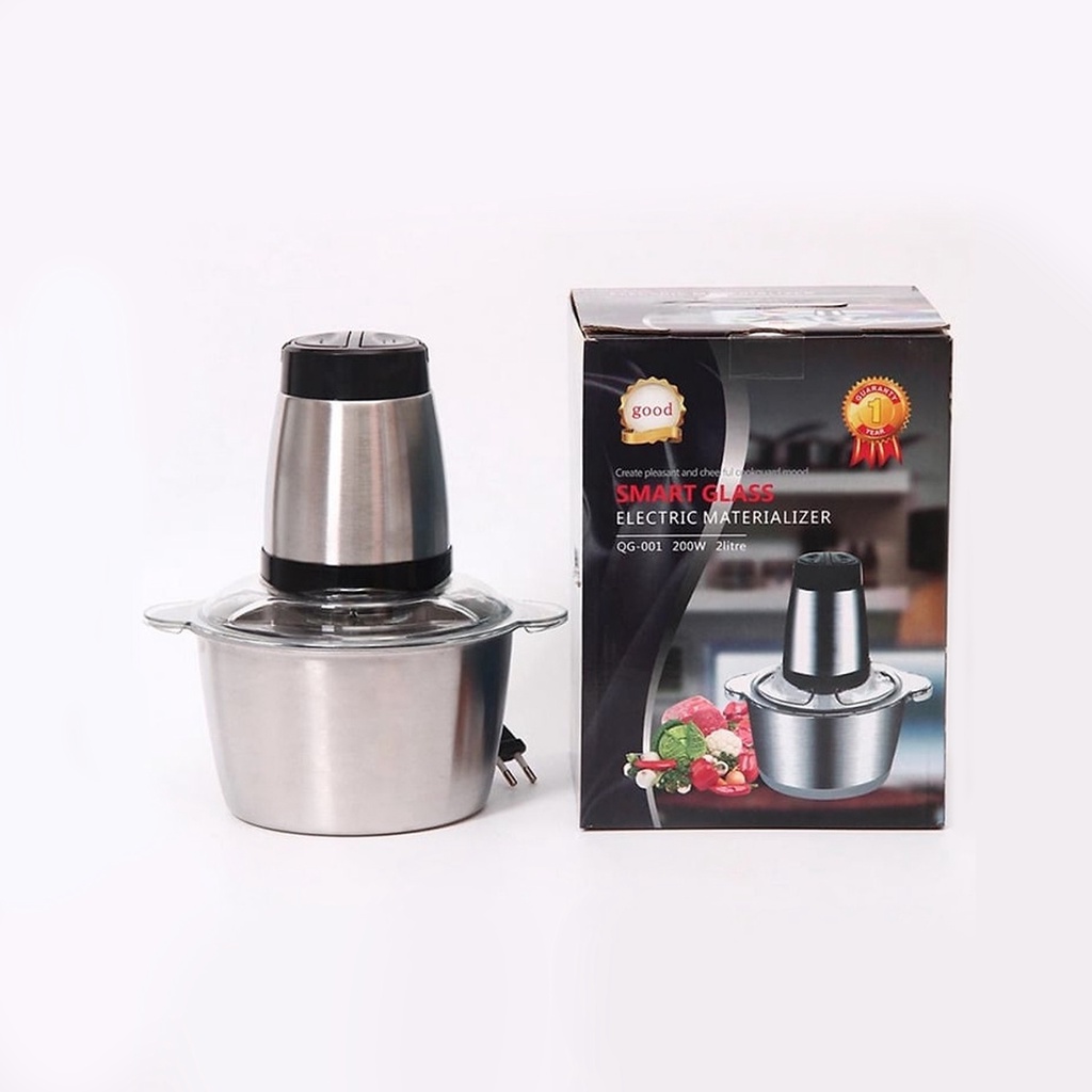 Máy xay thực phẩm và rau củ cầm tay đa năng 4 lưỡi dao cối inox hàng chính hãng