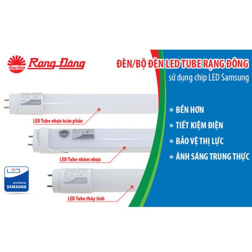 [CHÍNH HÃNG] Bóng Đèn LED Tuýp 18W Nhôm Nhựa Rạng Đông, Dài 1,2m- Bảo Hành 2 Năm - Model: LED TUBE T8 120/18W