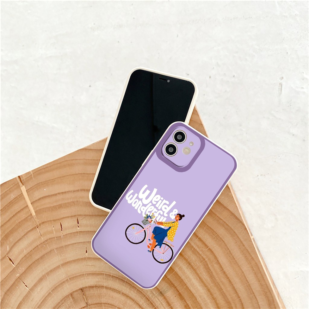 Ốp iphone - Ốp lưng iphone cạnh vuông cô gái xe đạp dành cho ip 6 đến 14promax - ng294