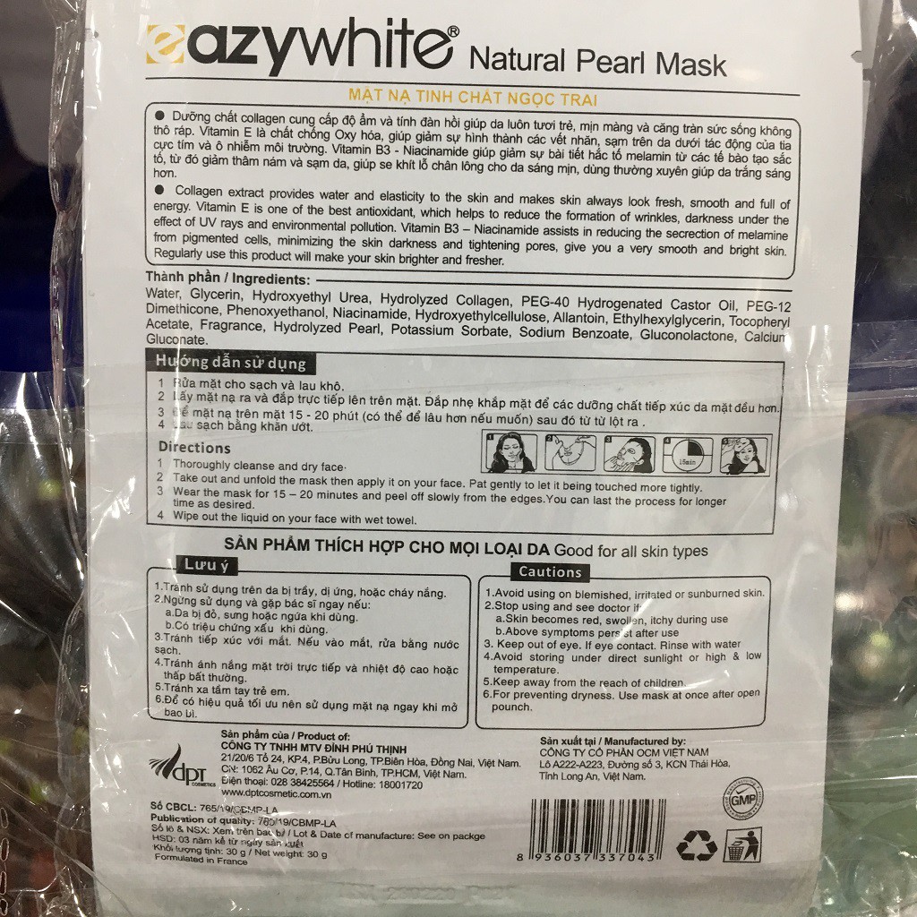 Miếng đắp mặt Eazy White 30g