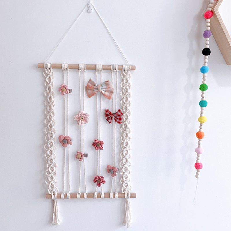Giá Đỡ Kẹp Tóc Macrame Đan Phối Tua Rua Phong Cách Bắc Âu