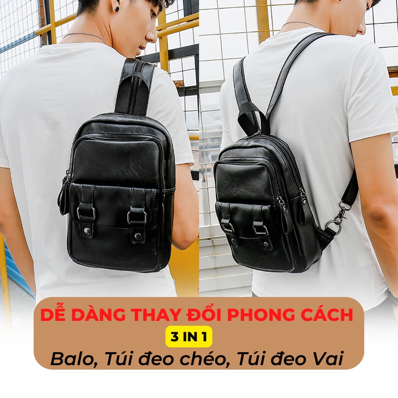 Balo nam nữ thời trang da cao cấp, Balo mini nhỏ ngọn phong cách hàn quốc chống nước, Túi đeo chéo Nam Nữ