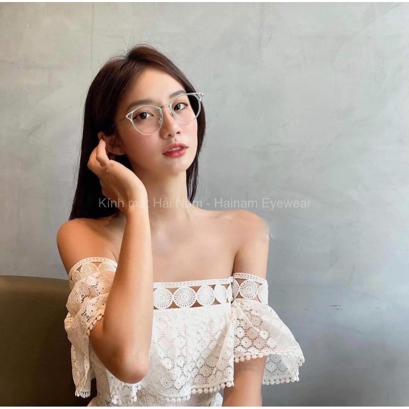 Gọng kính cận mắt mèo kim loại nữ Hainam eyewear thiết kế phong cách phụ kiện thời trang 90029