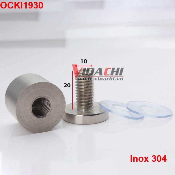 Ốc chân kính inox - 19x30mm - đồ nội thất Nhôm Kính - bộ 4 cái