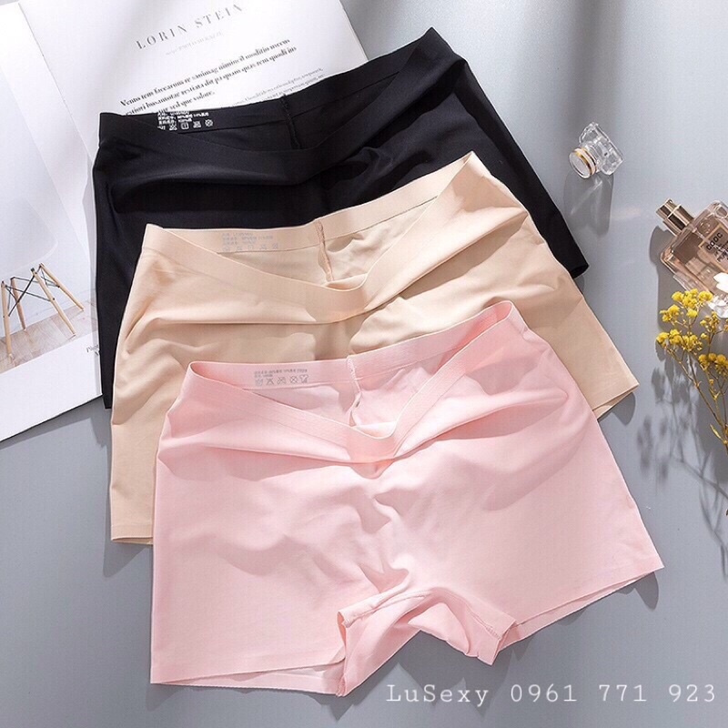 QUẦN MẶC VÁY BODY KHÔNG LỘ ĐƯỜNG MAY CAO CẤP - Quần đùi mặc trong váy su lạnh gen bụng ko gân màu trắng đen da hồng tím