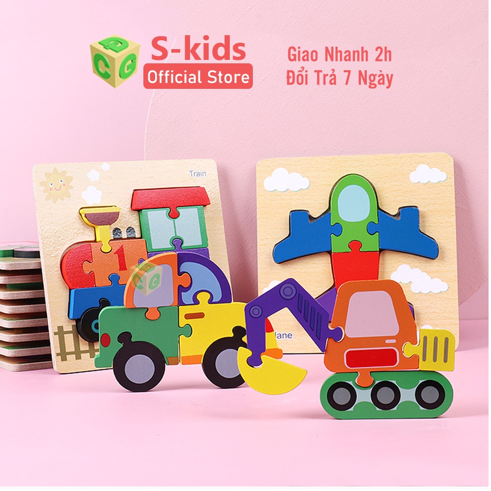 Đồ Chơi Bảng Ghép Hình Gỗ Nổi 3D, Bộ Tranh Xếp Hình S-Kids Cho Bé Phát Triển Kỹ Năng.