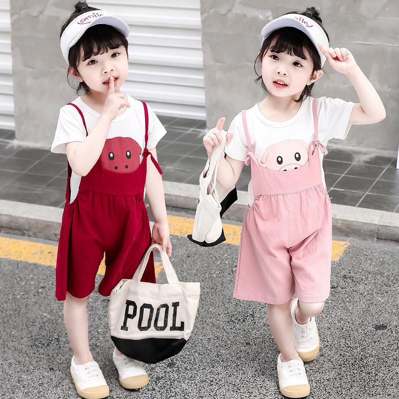 Set Yếm Heo Cute Dành Cho Bé Gái 2 4 tuổi