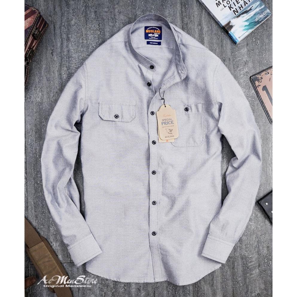 Áo Sơ Mi Nam Dài Tay Cổ Tàu Oxford Form Fitted Musland SMML2020402 | BigBuy360 - bigbuy360.vn