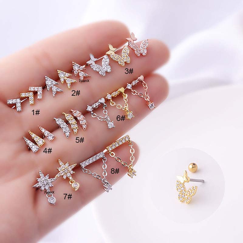 Bông tai nhỏ 20G kiểu dáng xinh xắn sang trọng