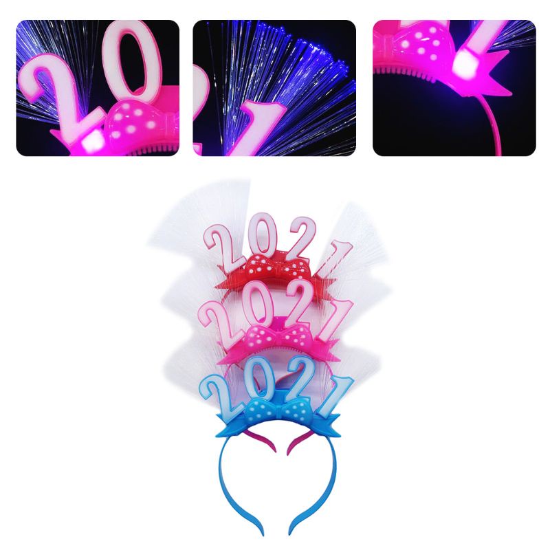 Cài Tóc Hình Vương Miện Có Đèn LED Phát Sáng Mừng Năm Mới 2021