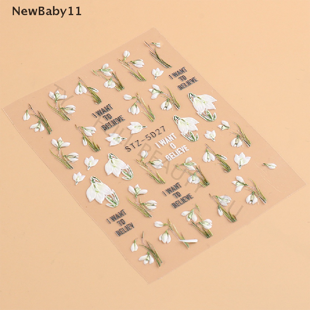 [Hàng mới về] Miếng dán móng trang trí nghệ thuật 5D hình hoa trắng