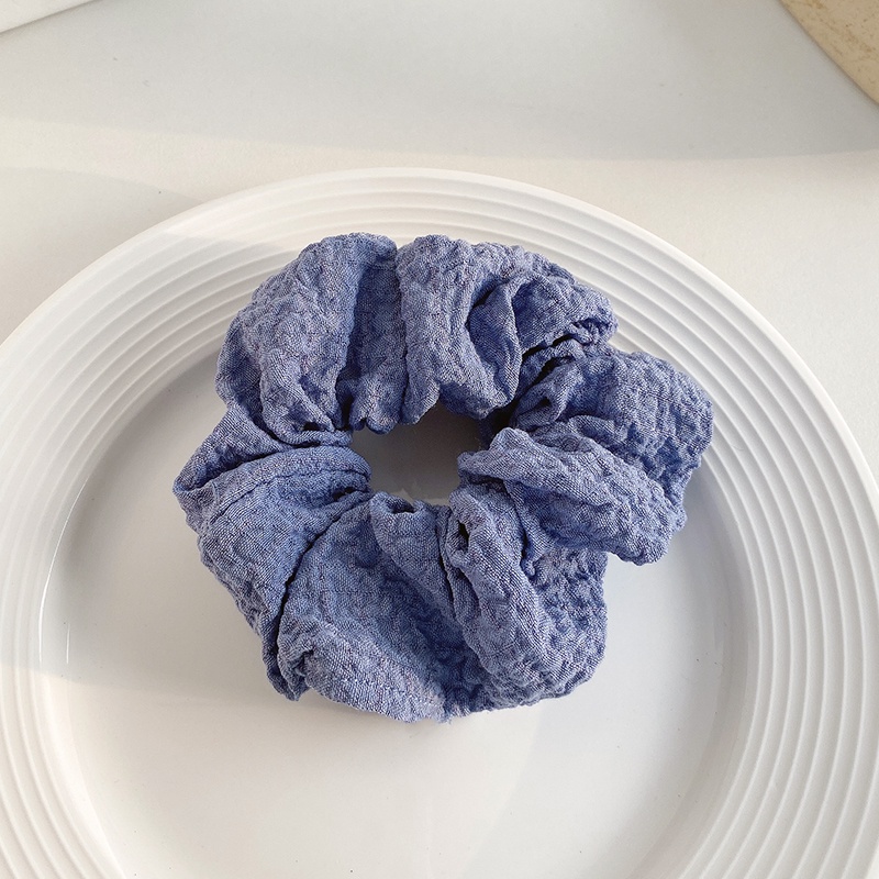 Dây Cột Tóc Họa Tiết Caro Màu Xanh Dương Phong Cách Hàn Quốc Xinh Xắn Cho Nữ