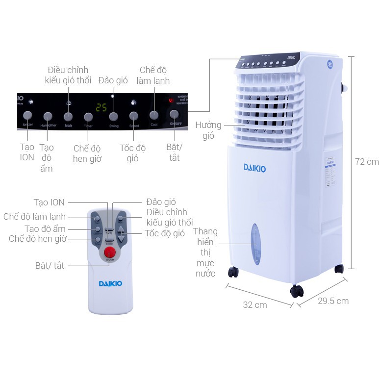 [Bán chạy nhất]⚡ Máy Làm Mát Không Khí DAIKIO DK-800A, tiết kiệm điện, công nghệ Nhật Bản - Hàng chất lượng