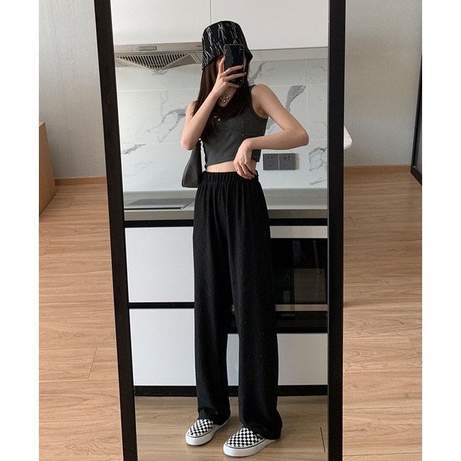 Quần ống rộng Lưng Cao Thời Trang Hàn Quốc Cho Nữ