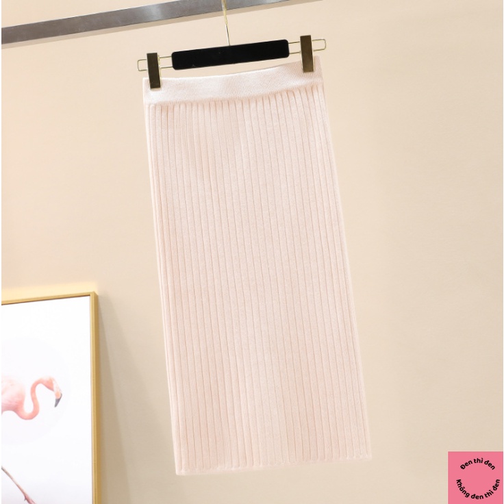 Chân váy xẻ tà dáng dài chất len siêu sang cho các bạn nữ đi làm đi chơi mặc bao hợp hoàn cảnh - Tiệm của Đen