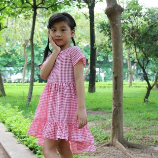 Váy caro hồng đuôi cá