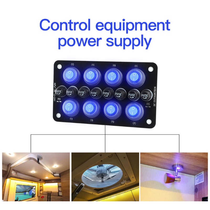 Ổ Cắm Sạc USB 8 Vị Trí On / off Có Công Tắc Vôn Kế Cho Xe Tải / Tàu Thuyền