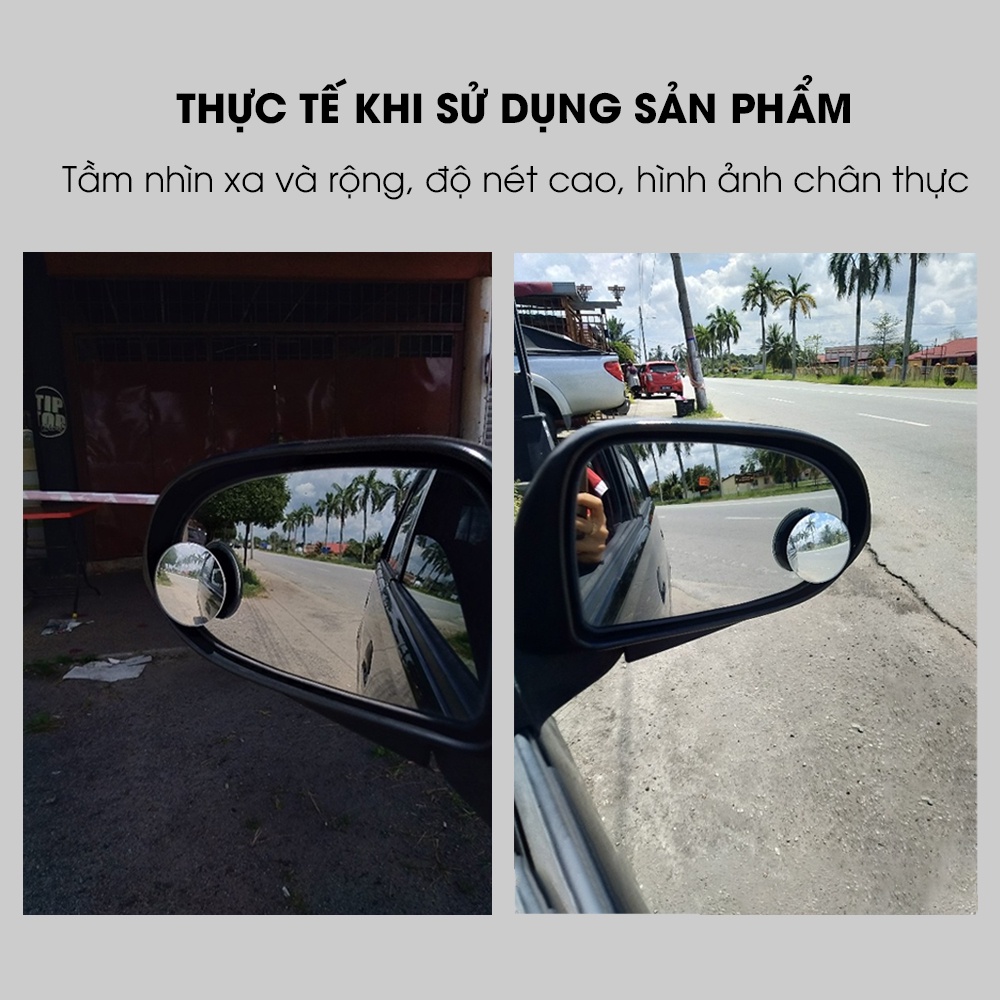 Bộ 2 Gương Cầu Lồi ô tô cao cấp Tâm Luân gắn kính chiếu hậu, không viền, xóa điểm mù | BigBuy360 - bigbuy360.vn