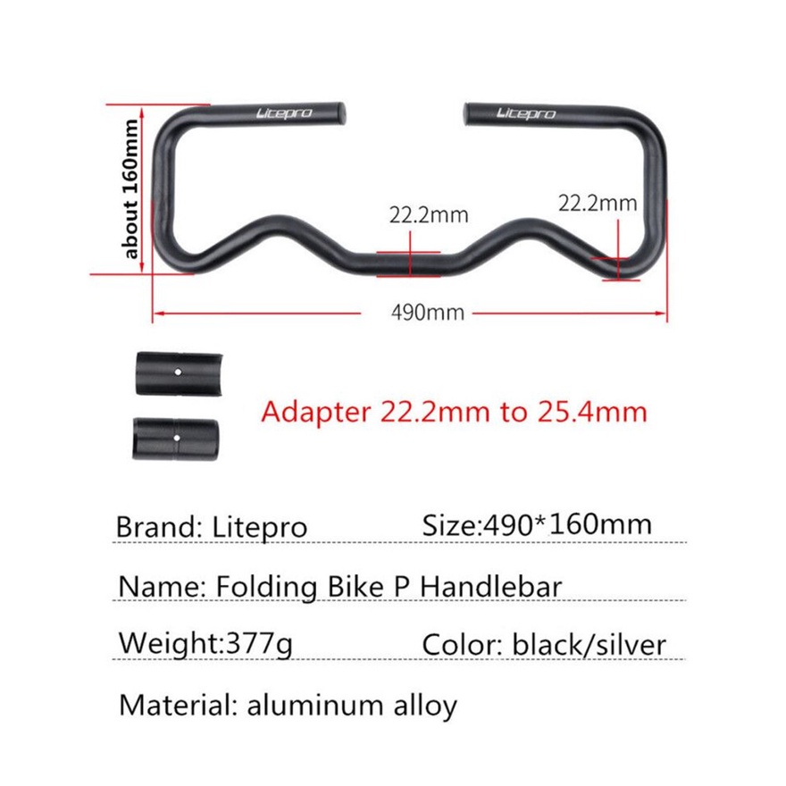 Ghi đông xe đạp LITEPRO 25.4 * 490MM 22.2MM bằng hợp kim siêu nhẹ