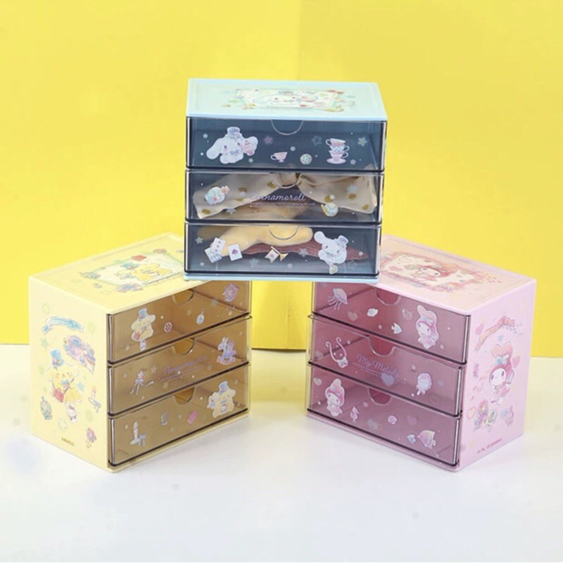 [Ảnh Thật]Tủ nhựa đựng đồ để bàn Sanrio Cinnamoroll Pompompurin My Melody - BST Sanrio Miniso