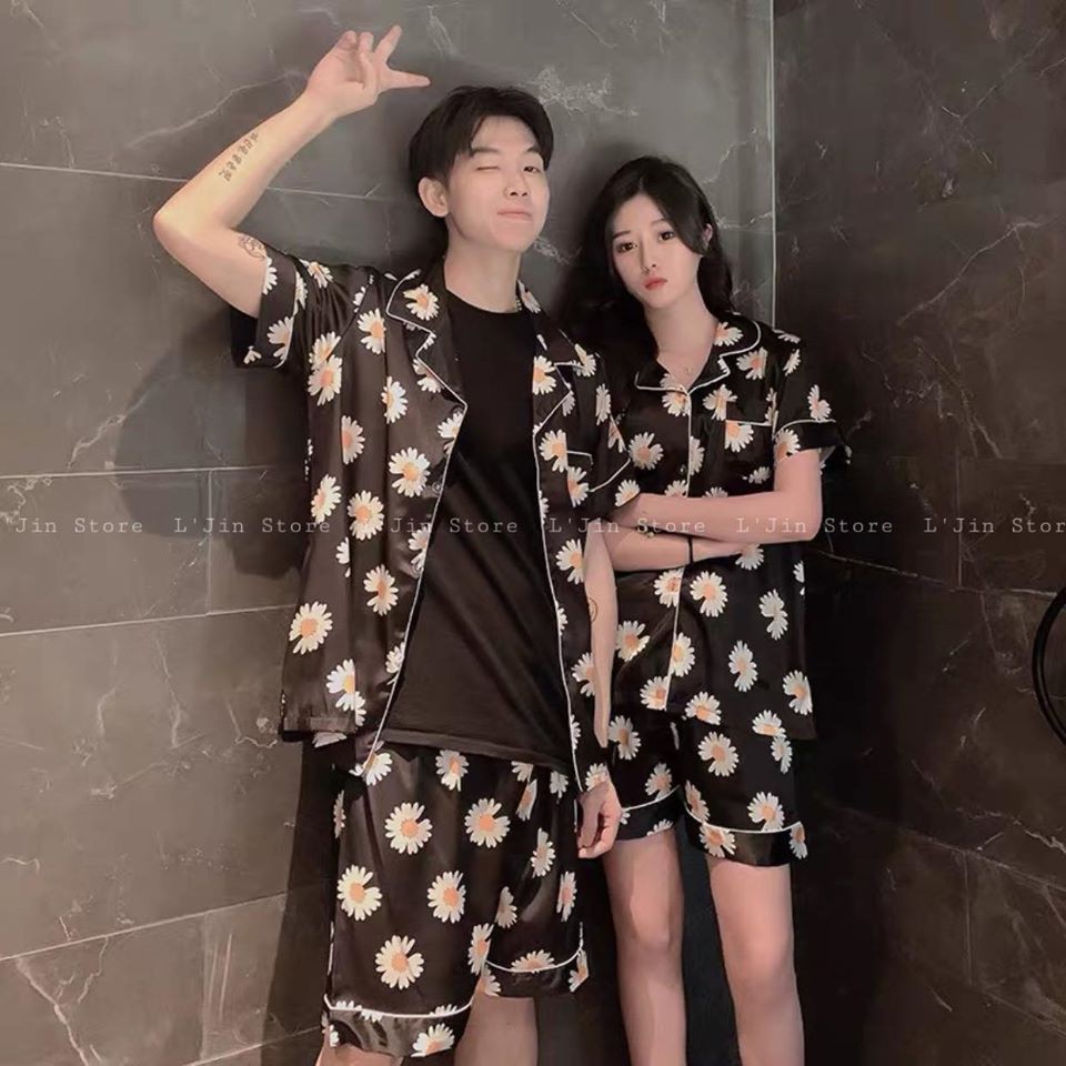 SET ĐỒ NGỦ HÌNH GẤU HOA CÚC PIJAMA NAM NỮ - LJINSTORE