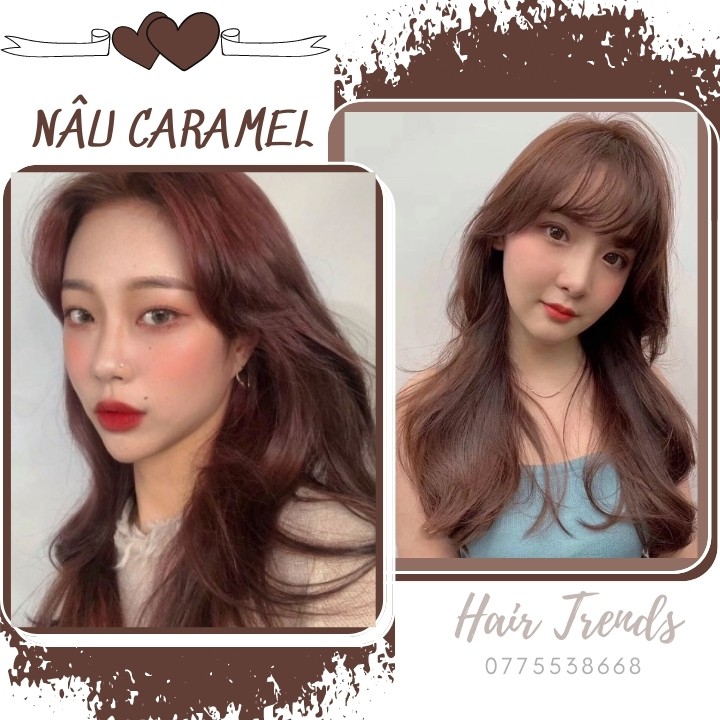 Thuốc nhuộm tóc màu NÂU CARAMEL  tặng kèm trợ dưỡng oxy 100ml,màu nhuộm Chiko hairtrends shop (CCK6.75)