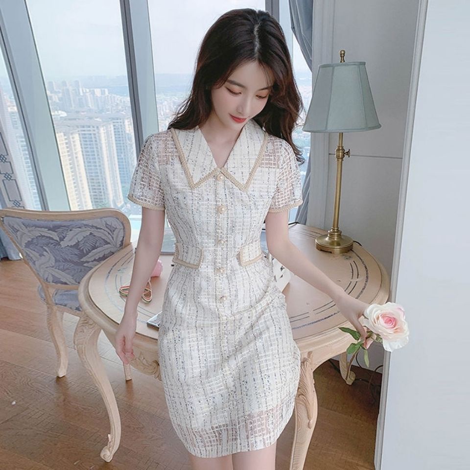 Đầm phối ren khoét lỗ có mùi thơm nhẹ phong cách xinh xắn 2022 mới thời trang mùa hè dành cho nữ