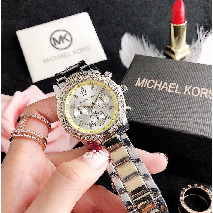 Mk Đồng Hồ Đeo Tay Dây Thép Thiết Kế Đơn Giản Tinh Tế Thời Trang Cho Nữ