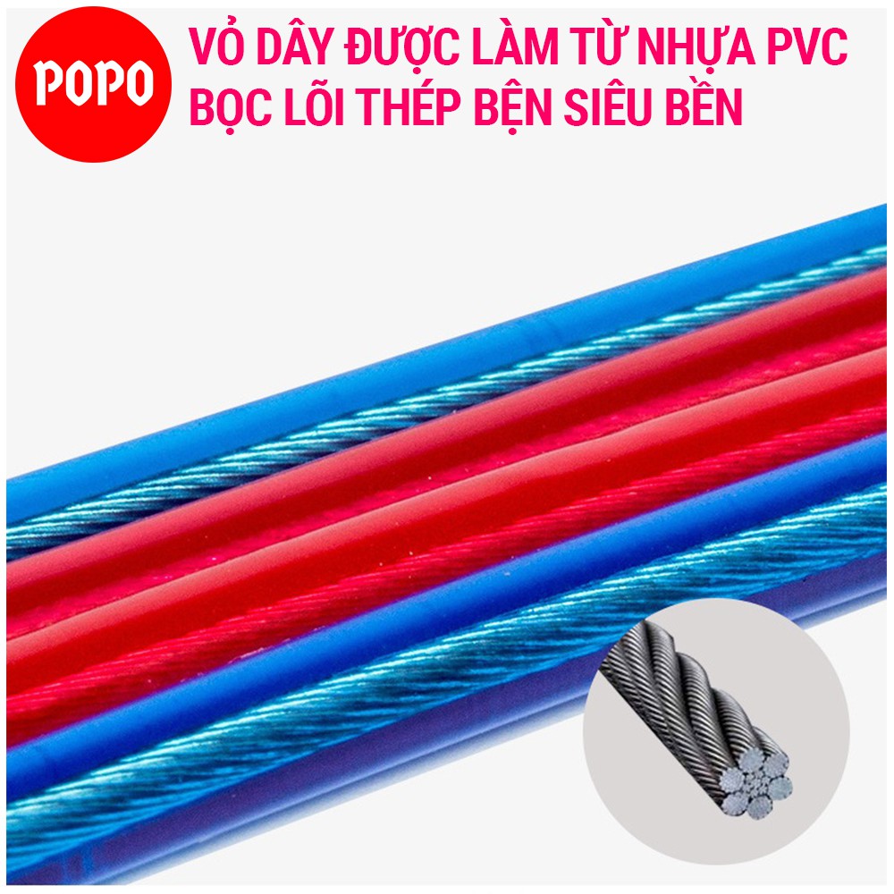 Dây nhảy dây thể dục MÀU POPO TS36C tập thể lực giảm cân giảm mỡ bụng đốt cháy calo, tập luyên kickbox, boxing