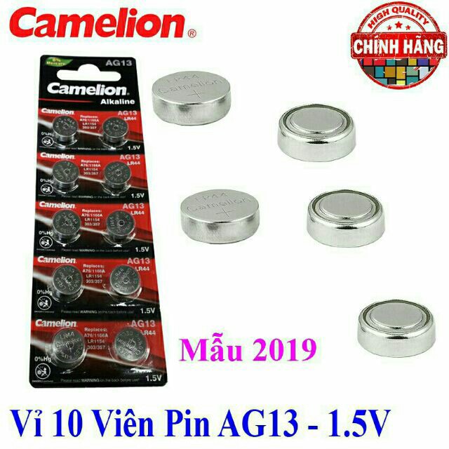 Vỉ 10 viên Pin nút AG13 Camelion Alkaline 1.5 V /LR44