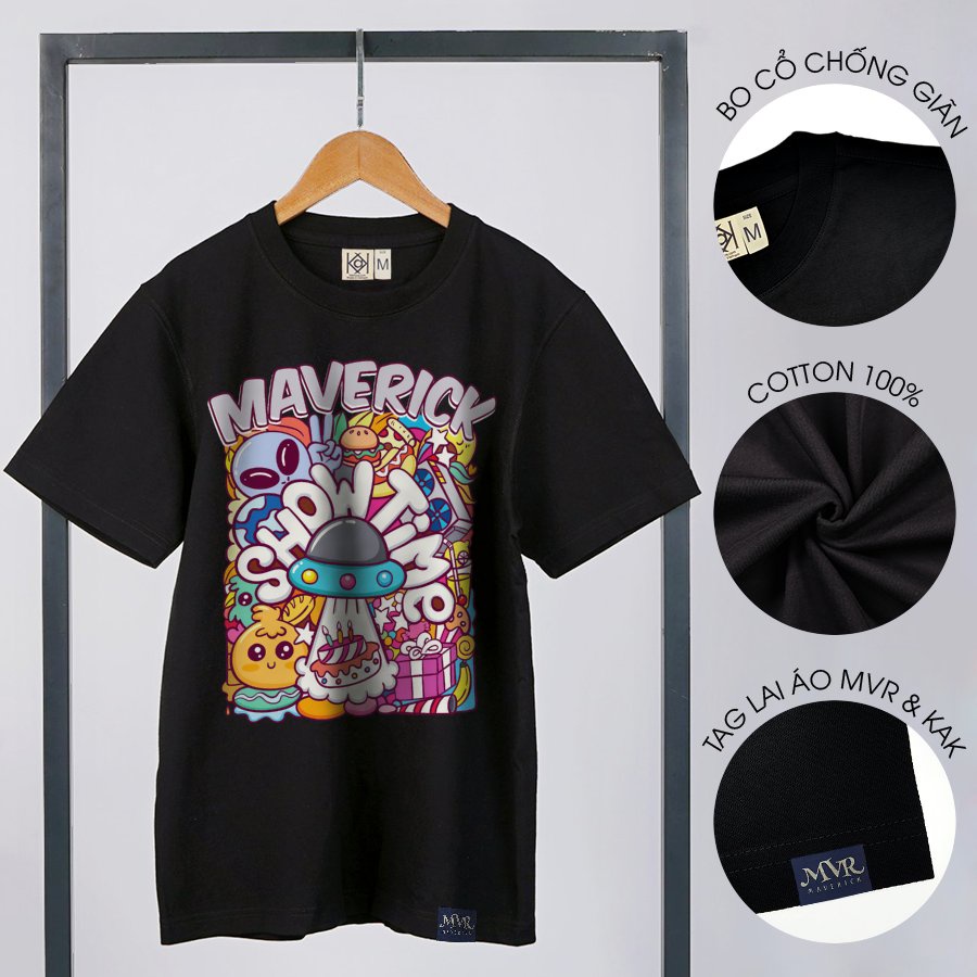 Áo form rộng nam nữ icon người ngoài hành tinh hoạt hình MVR size rộng tee Mỹ BB4095