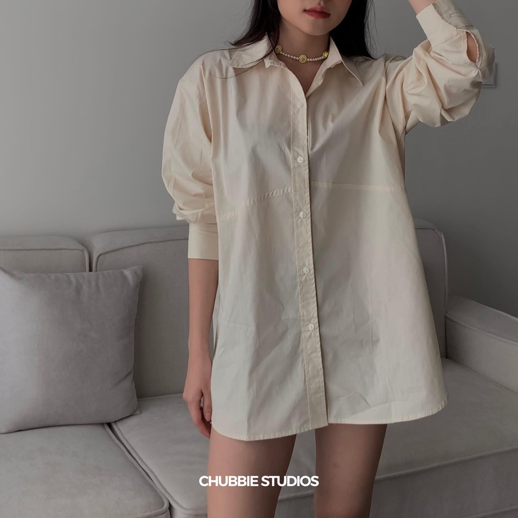 CHUBBIE © PLUM SHIRT Áo sơmi dáng rộng, oversize, phối đường may ngang thân | BigBuy360 - bigbuy360.vn