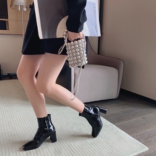 BOOT NỮ BÓNG DA NHĂN ĐẾ VUÔNG CAO SIÊU HOT