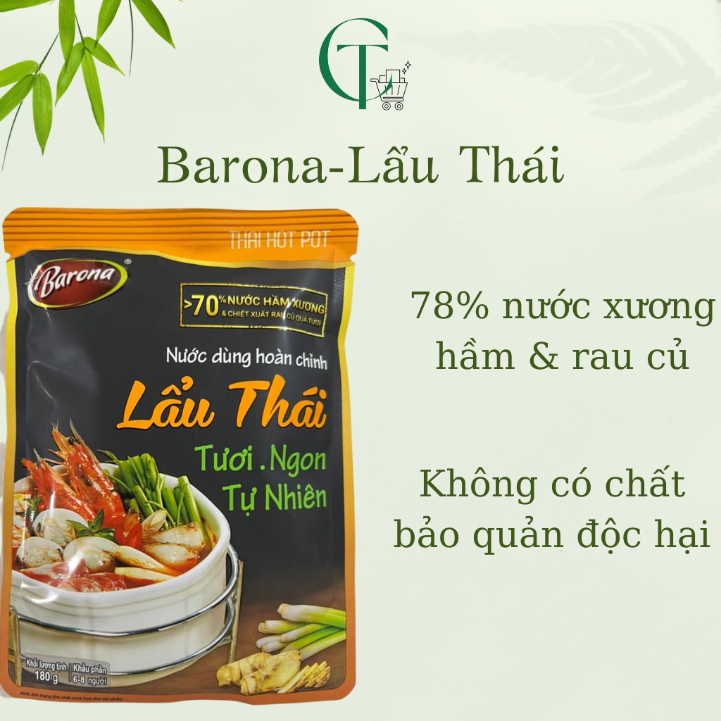 Nước dùng hoàn chỉnh Barona gói 180g chuẩn vị nhà hàng (gia vị lẩu)