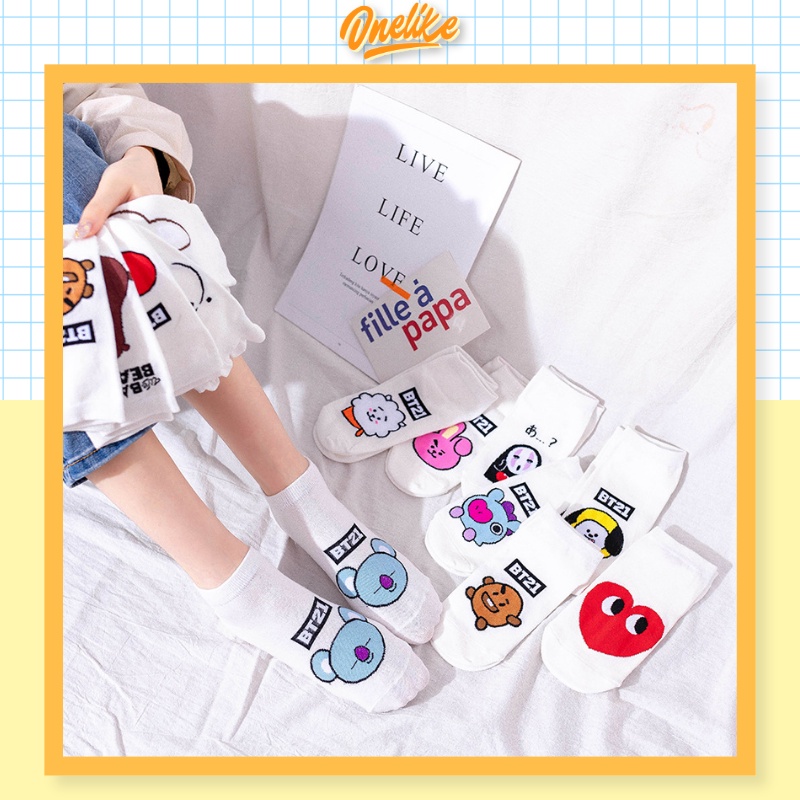 Sale 68% Vớ cotton họa tiết hoạt hình đáng yêu thời trang cho nữ,  Giá gốc 27000đ - 6K69
