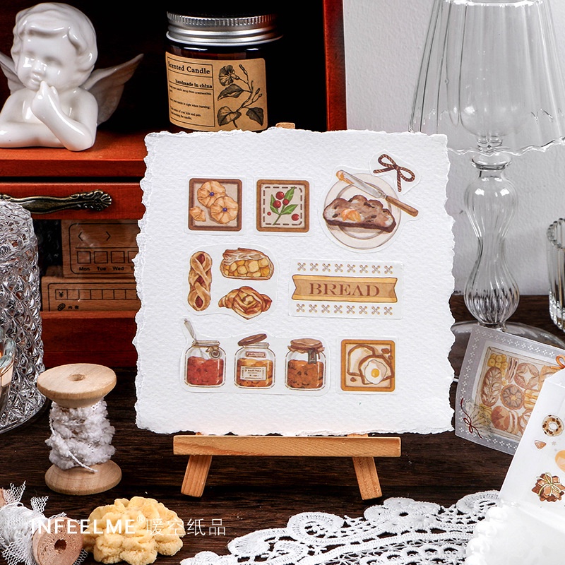 Bộ 40 Miếng Dán Trang Trí Sổ Tay Diy Hình Bánh Mì Dễ Thương