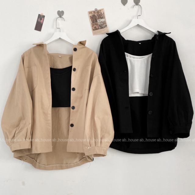 Áo Khoác Kaki Simple Unisex (Đen/Tan/hồng/xanh) Ulzzang