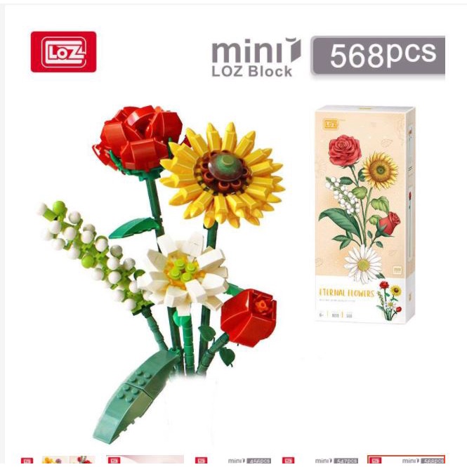 Lego bó hoa đa sắc, Bộ Đồ Chơi Lắp Ráp Mô Hình Bó Hoa đa sắc màu xuân hạ thu đông