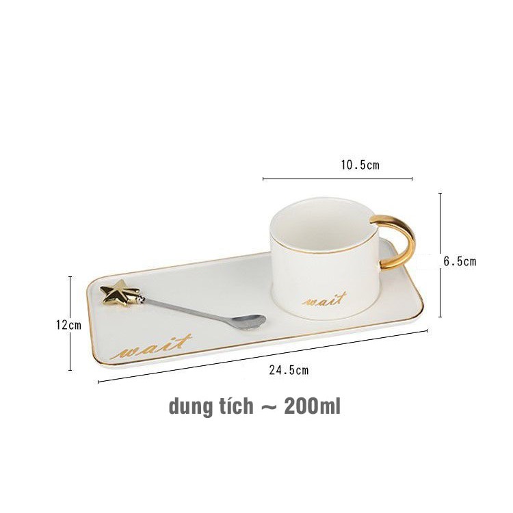 Bộ cốc đĩa COFFEE hai màu đen trắng cực hiện đại - VS168