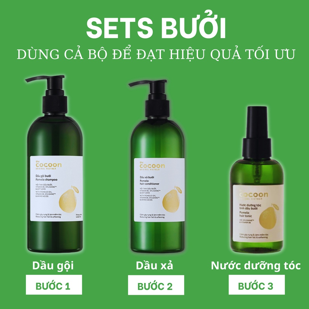 Combo Toner bí đao cân bằng da cocoon 140ml+Nước dưỡng tinh dầu xịt bưởi pomelo cocoon 140ml - Vegan Society